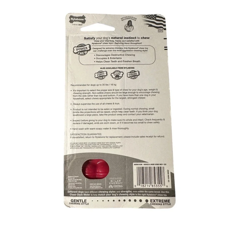 Nylabone Power Chew Medium Beef Flavor Long Lasting‎ New